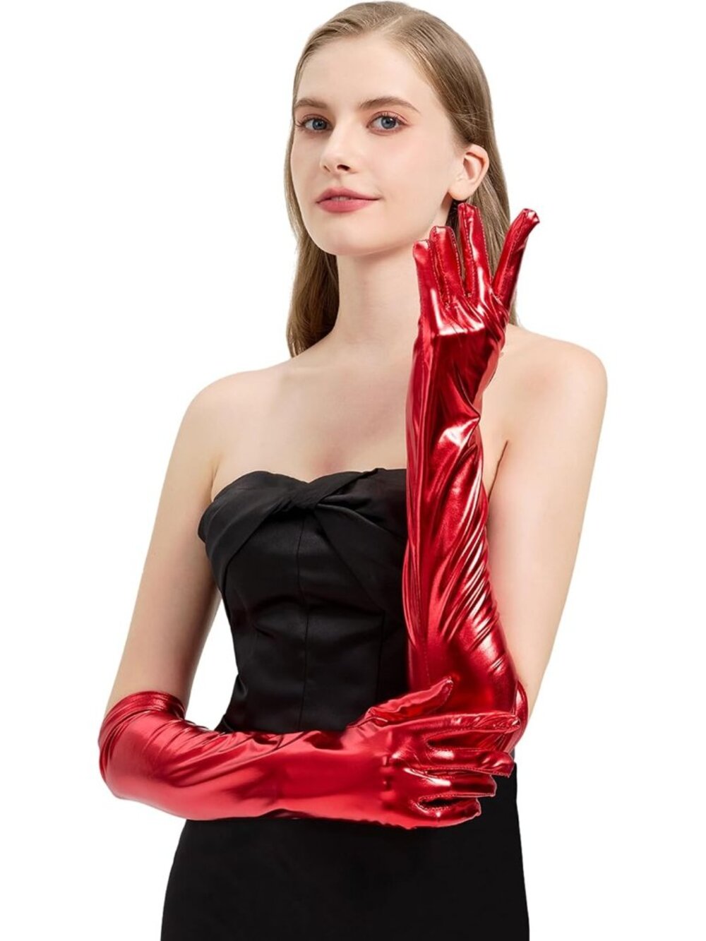 Women's Red 1920s Elbow Length Opera Halloween Cosplay Long Metallic Gloves